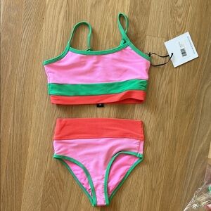 Little Eva Top & Emmie Bottom Coral Beach Colorblock
